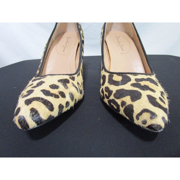 EUC! Amelia Grace Leopard Pony Hair Point Toe Bow High Heels Shoes Women Sz 6.5M - Picture 4 of 10